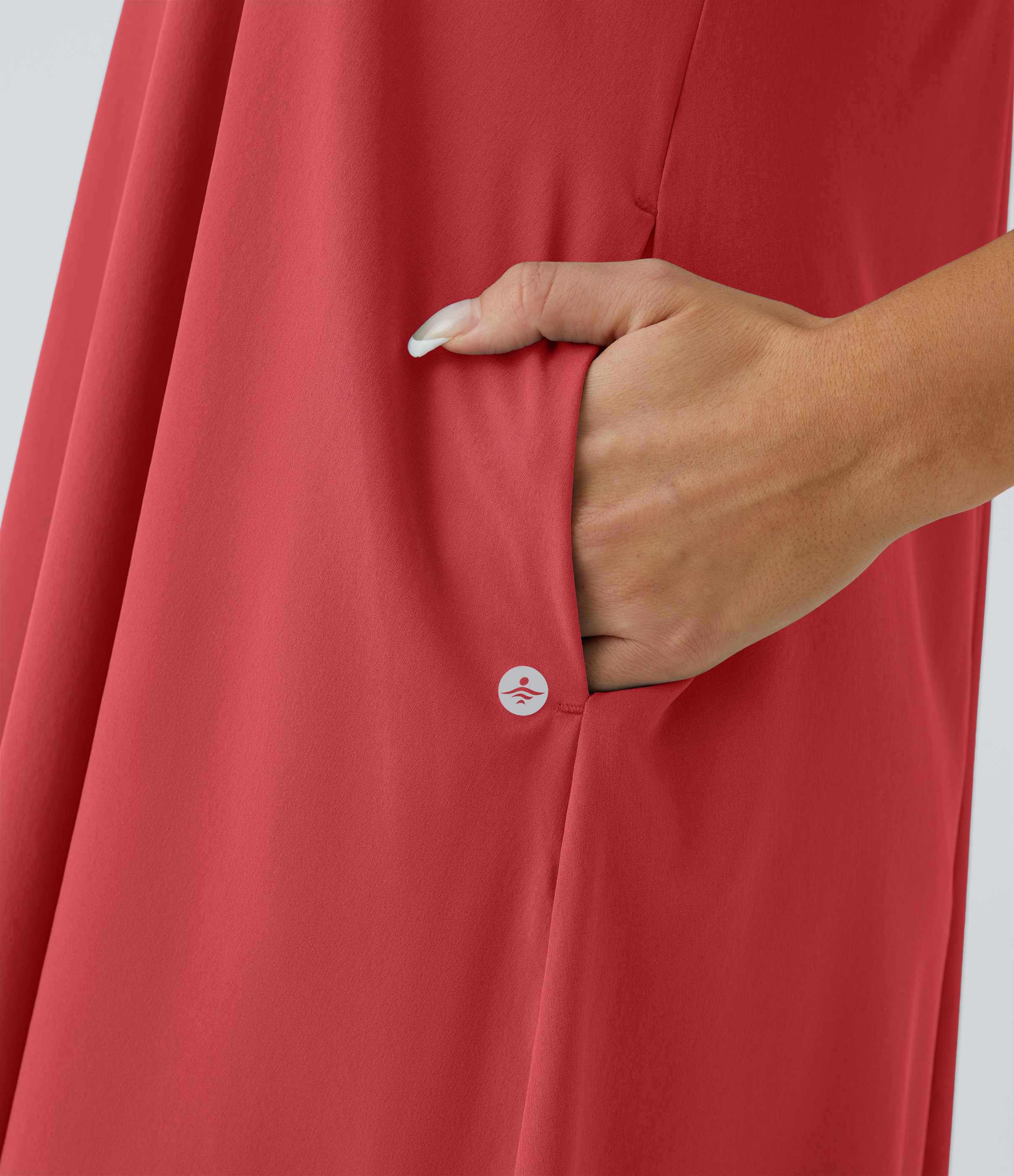 Backless Racerback Side Pocket High Low Flowy Midi Quick Dry Casual Dress