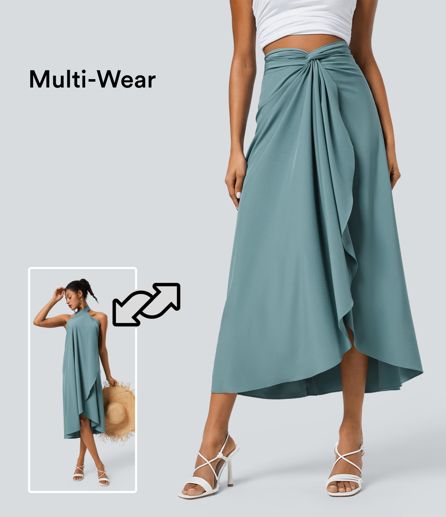 High Waisted Wrapped Tie Back Quick Dry Skirt