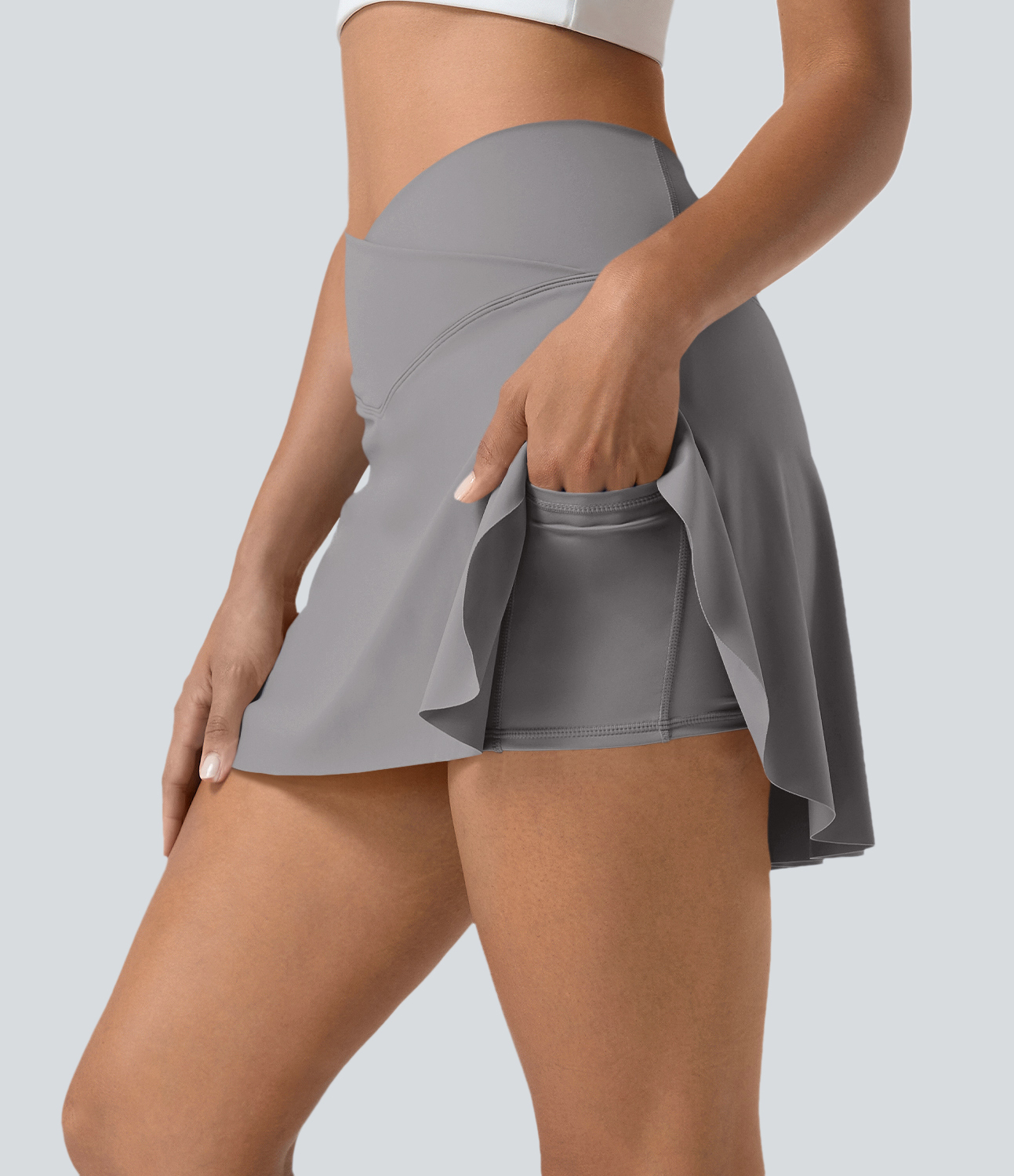 Airy Crossover 2-in-1 Side Pocket Cool Touch Mini Tennis Skirt-Lucid-UPF50+