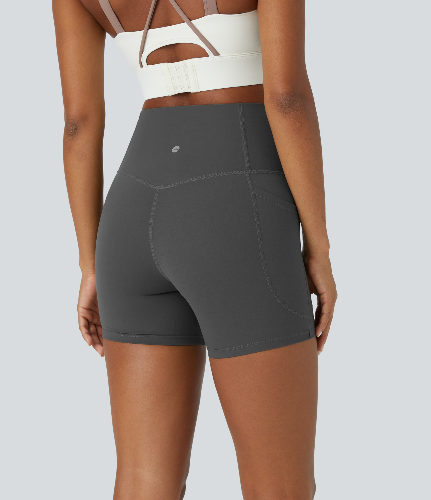 SoCinched High Waisted Tummy Control Side Pocket Shaping Training Biker Shorts 5''