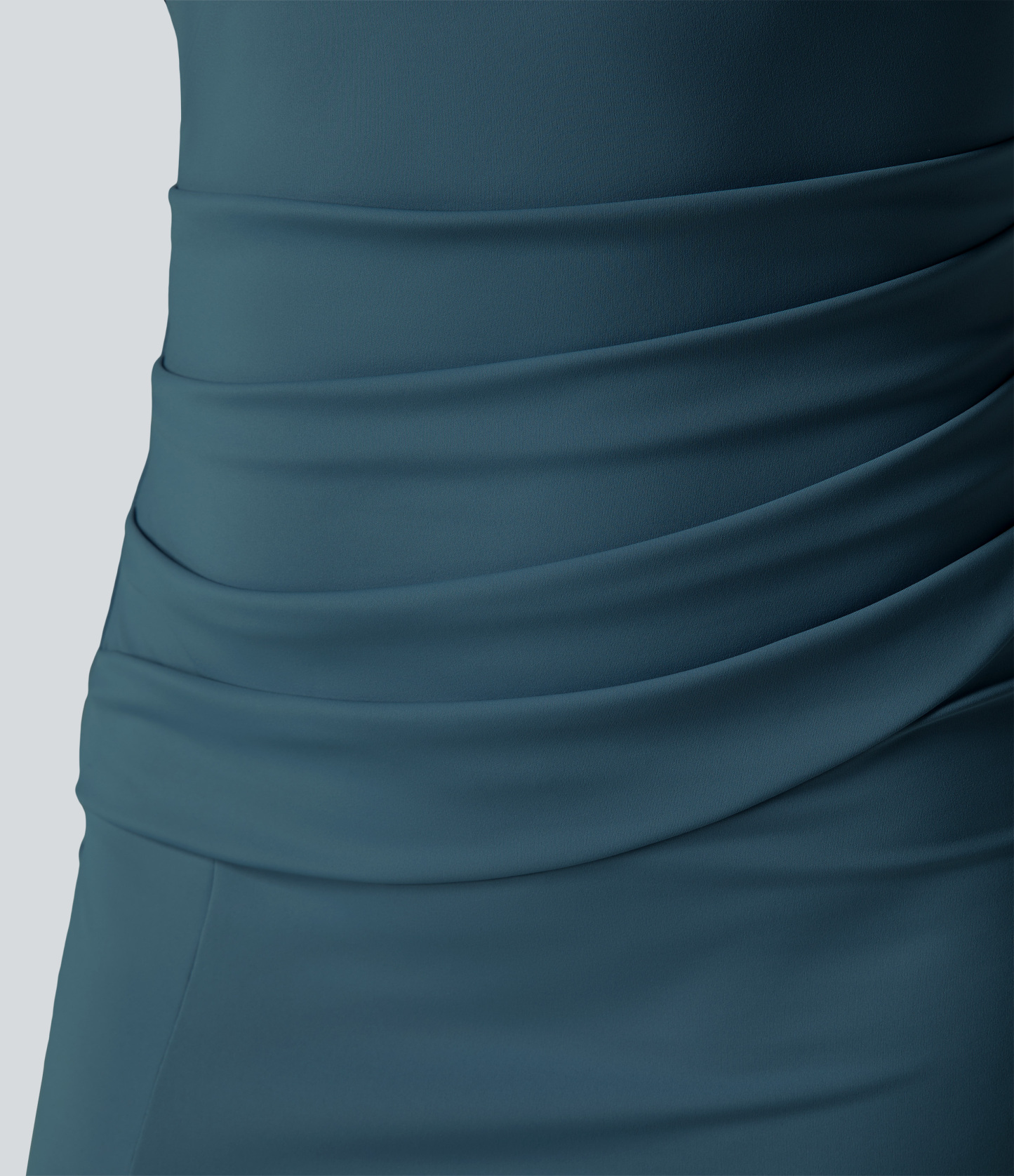 Airy Square Neck Backless Corset Ruched Split Bodycon Midi Cool Touch Bridesmaid and Wedding Guest Dress