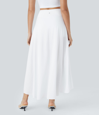 High Waisted High Low Ruffle 2-in-1 Flowy Quick Dry Casual Regular Maxi Skirt