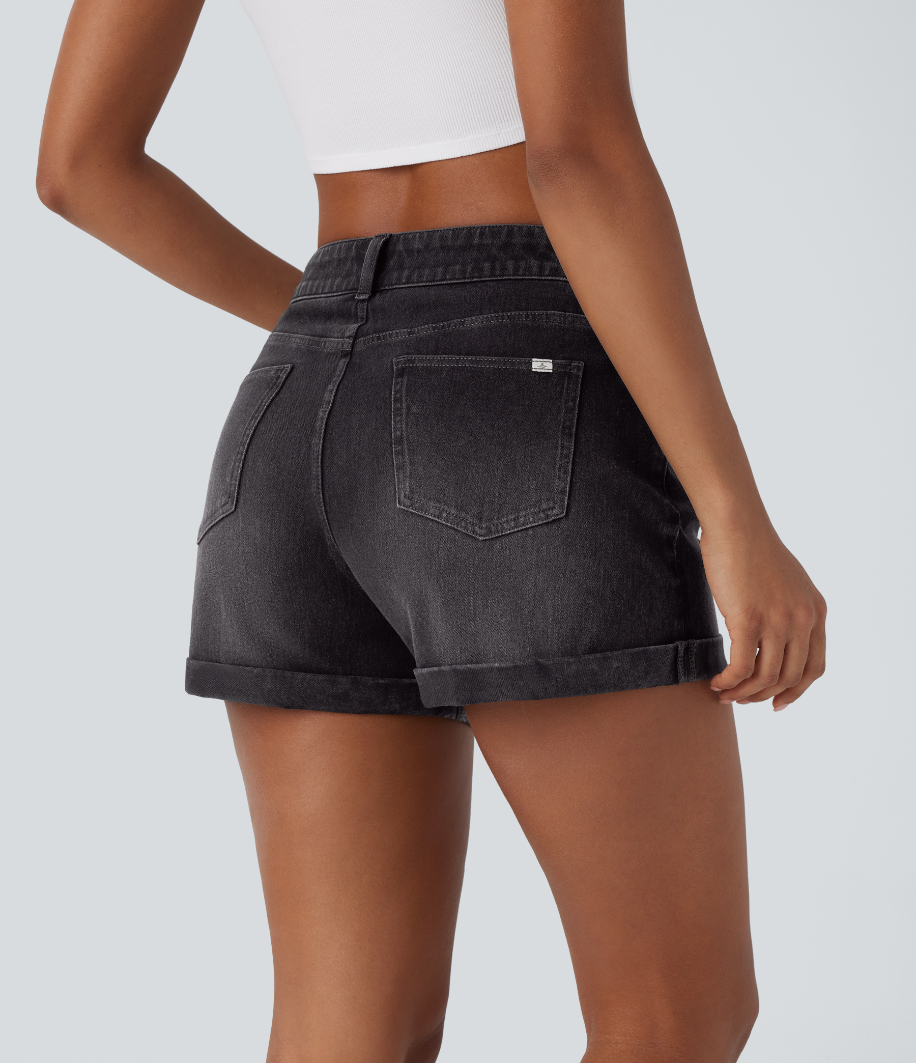 Mid Rise Zipper Pockets Denim Casual Shorts 3''