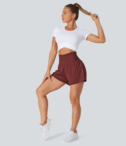 Airy Super High Waisted Cool Touch Yoga Shorts with Pockets
