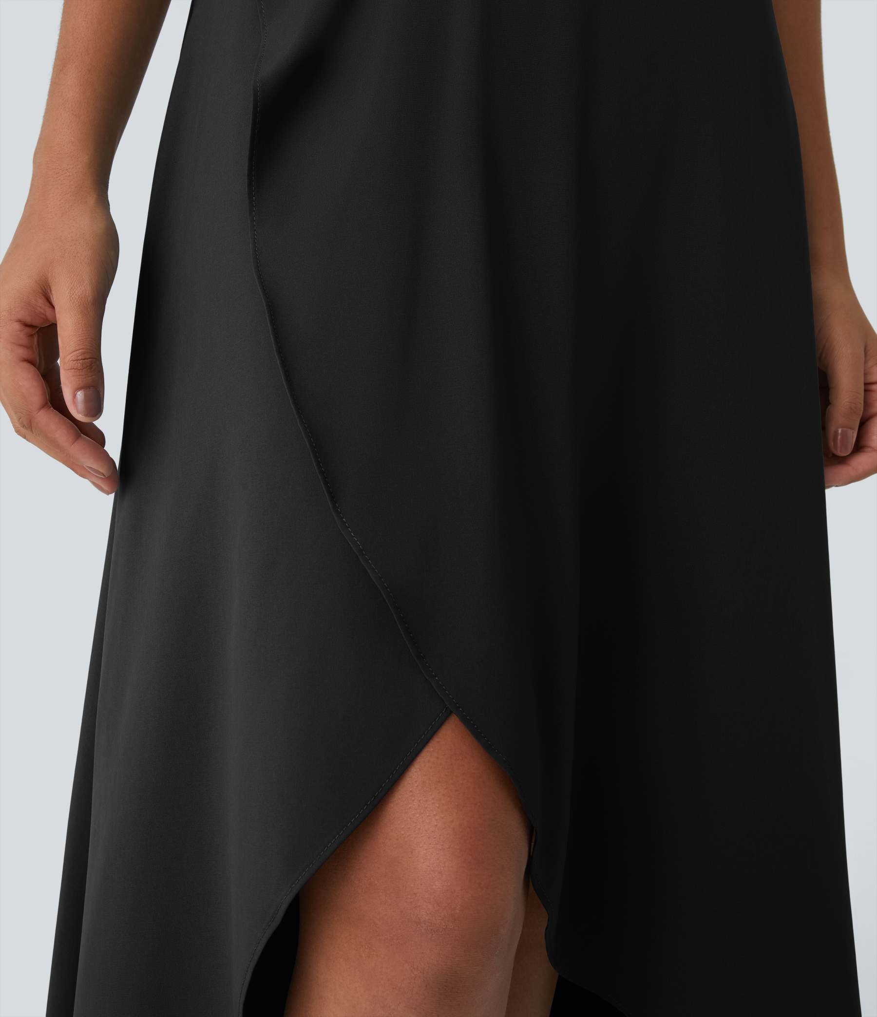 High Waisted High Low Ruffle 2-in-1 Flowy Quick Dry Casual Regular Maxi Skirt