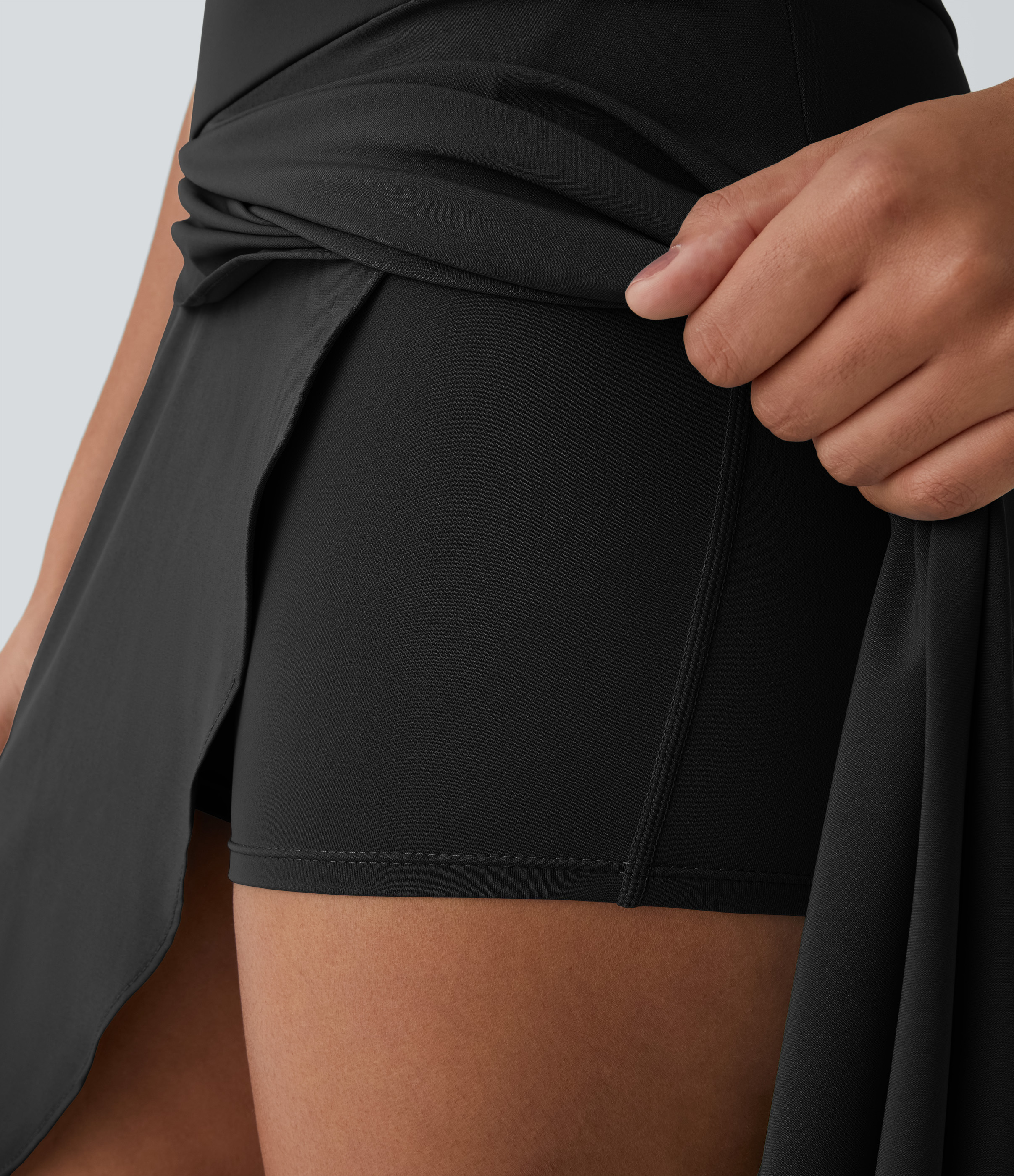 High Waisted High Low Ruffle 2-in-1 Flowy Quick Dry Casual Regular Maxi Skirt