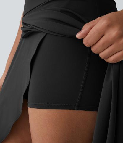 High Waisted High Low Ruffle 2-in-1 Flowy Quick Dry Casual Regular Maxi Skirt