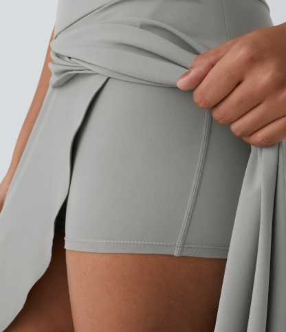 High Waisted High Low Ruffle 2-in-1 Flowy Quick Dry Casual Regular Maxi Skirt