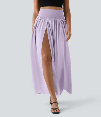 High Waisted Split 2-in-1 Flowy Quick Dry Maxi Casual Skirt