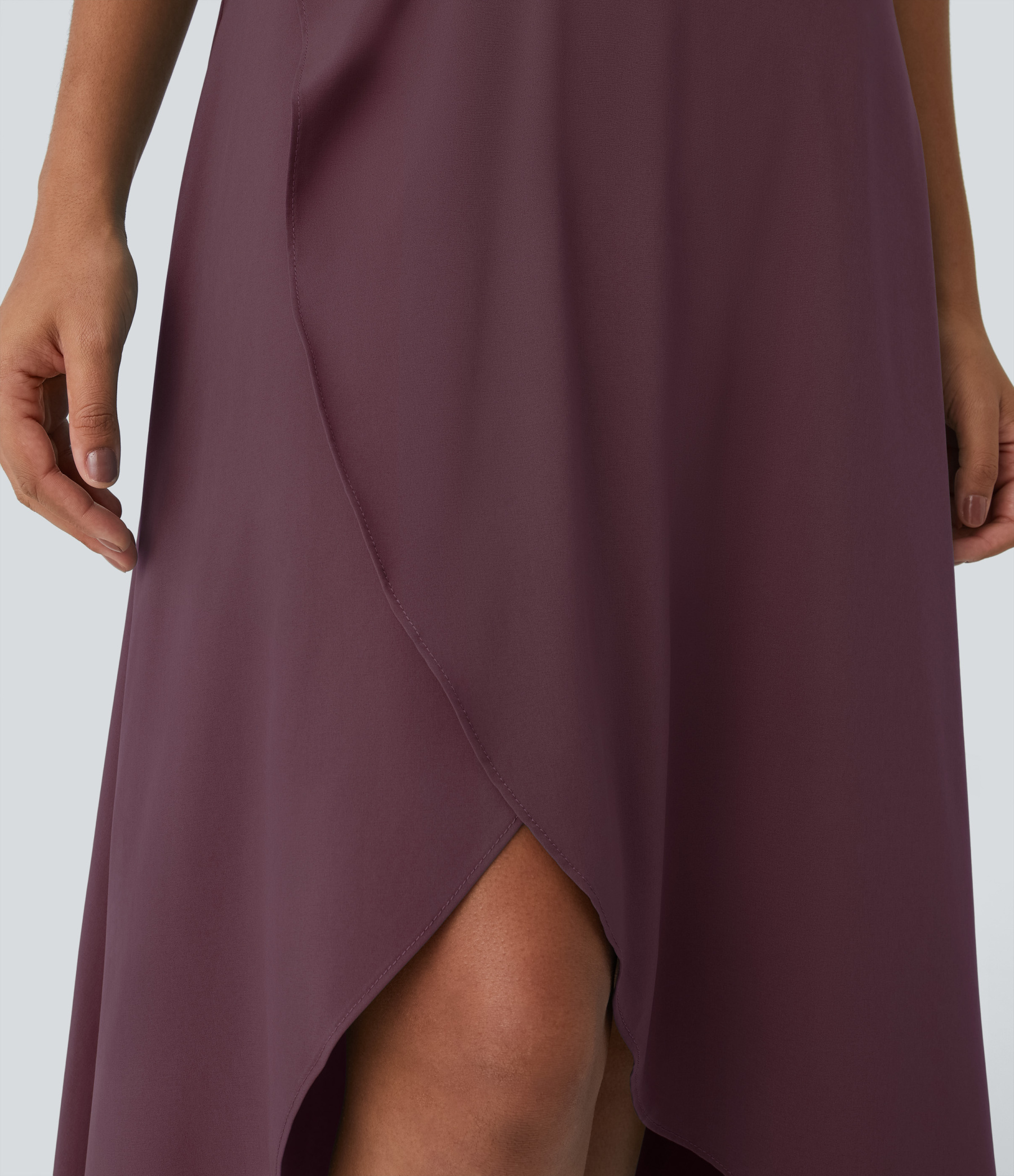 High Waisted High Low Ruffle 2-in-1 Flowy Quick Dry Casual Regular Maxi Skirt