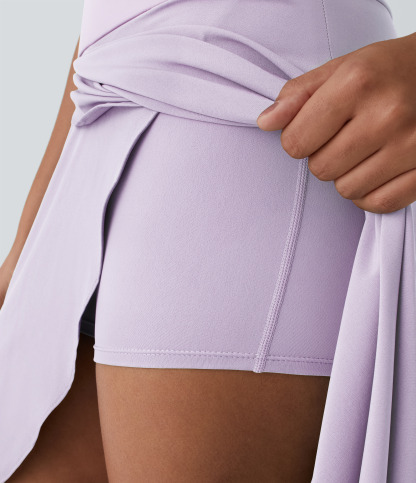 High Waisted High Low Ruffle 2-in-1 Flowy Quick Dry Casual Regular Maxi Skirt