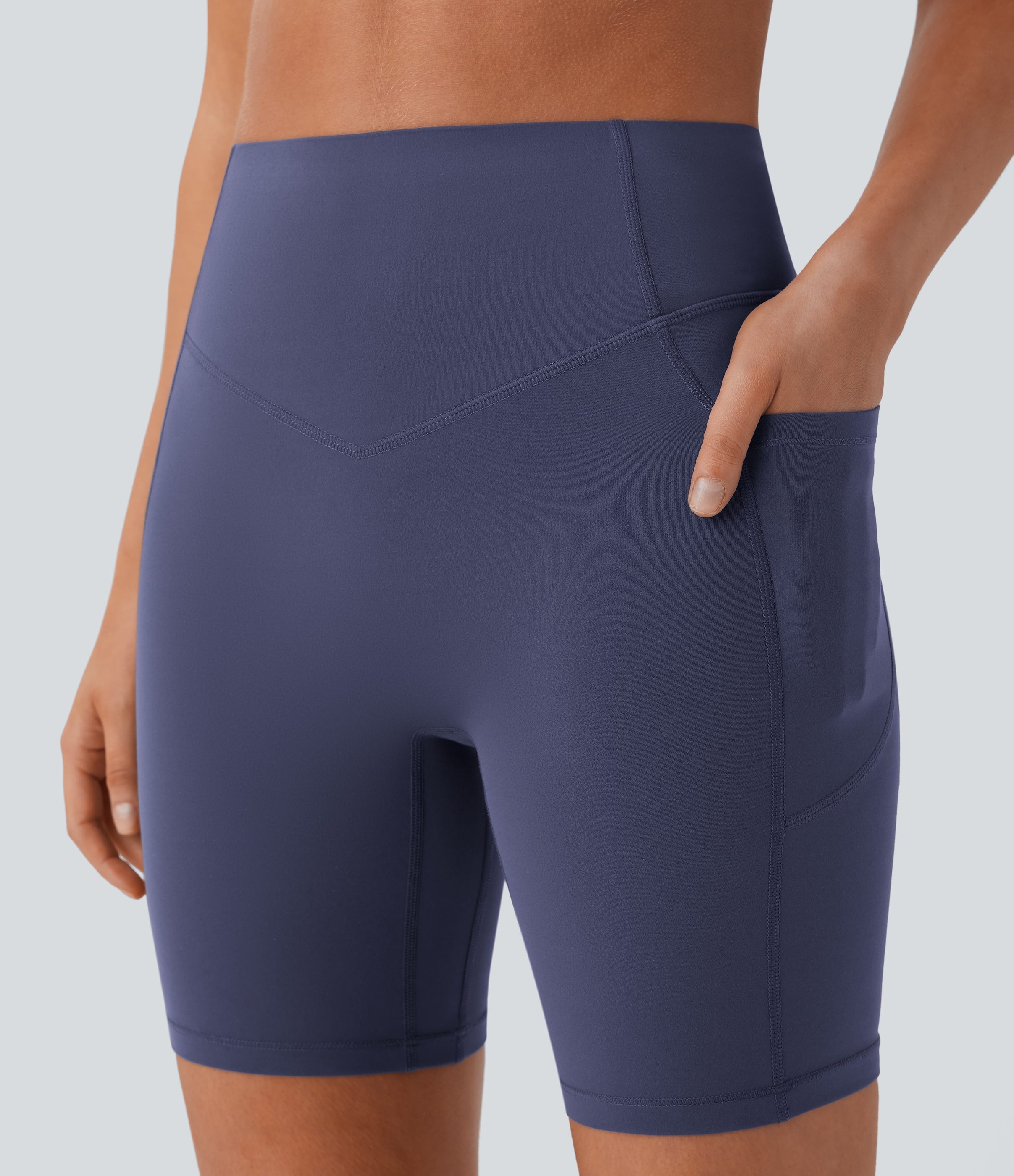 SoCinched High Waisted Scrunch Butt Lifting Tummy Control Side Pocket Shaping Workout Biker Shorts 7''