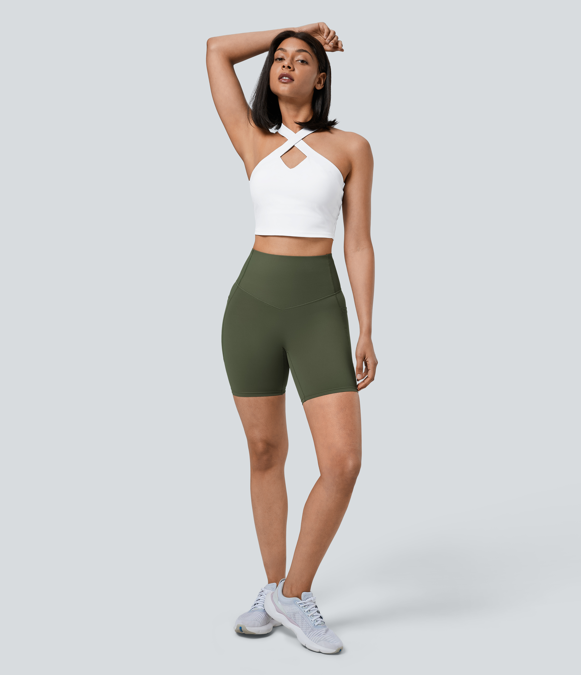 SoCinched High Waisted Tummy Control Pocket Shaping Training Biker Shorts 7''