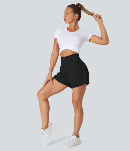 Airy Super High Waisted Cool Touch Yoga Shorts with Pockets