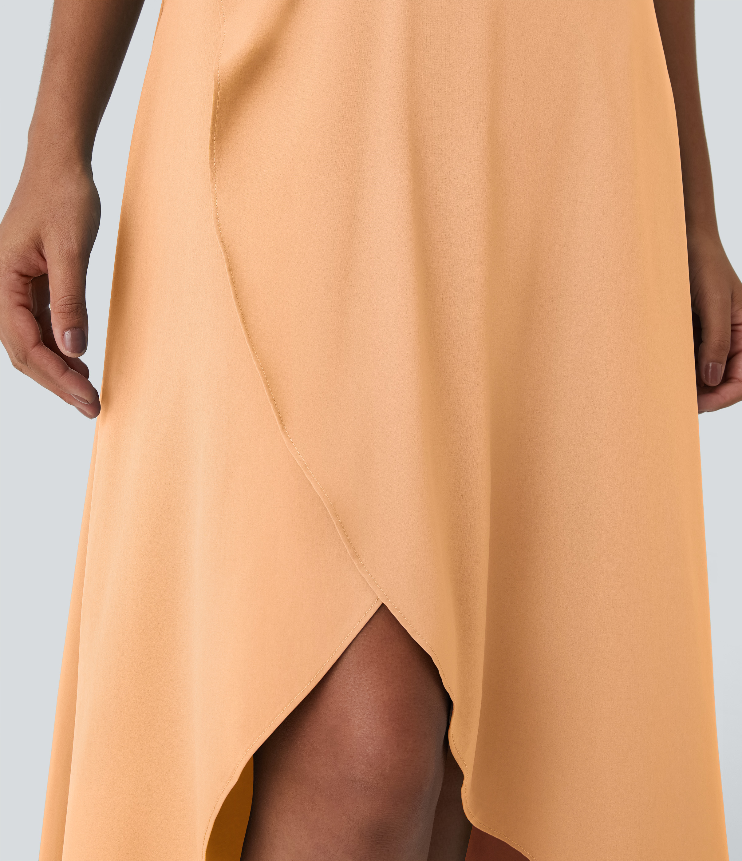 High Waisted High Low Ruffle 2-in-1 Flowy Quick Dry Casual Regular Maxi Skirt