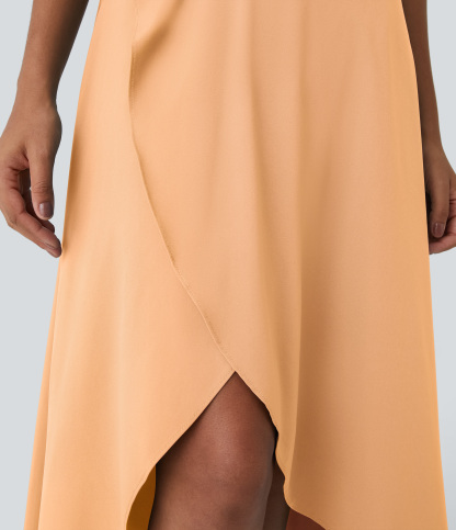 High Waisted High Low Ruffle 2-in-1 Flowy Quick Dry Casual Regular Maxi Skirt