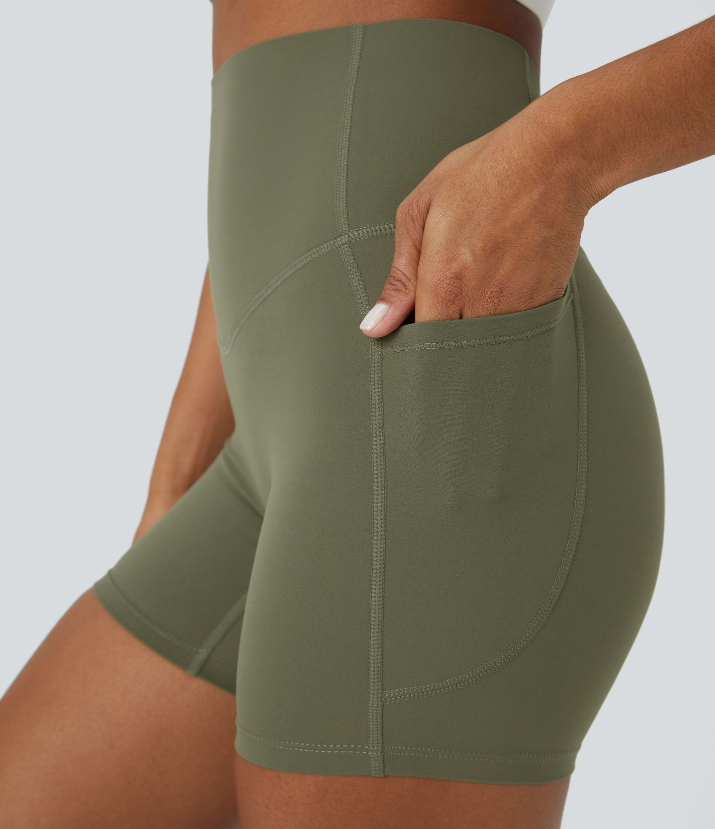 SoCinched High Waisted Tummy Control Side Pocket Shaping Training Biker Shorts 5''