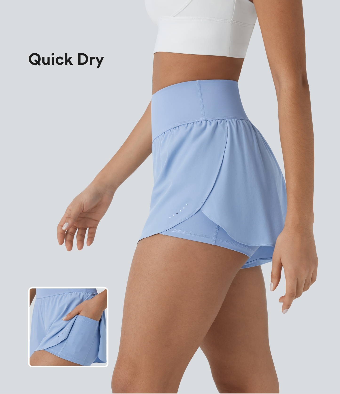 SoftlyZero™ QuickDry High Waisted Reflective Dots Crossover Hem 2-in-1