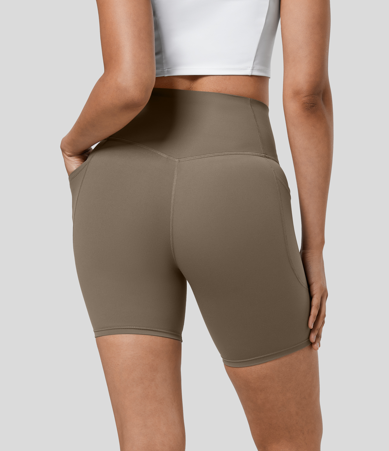 SoCinched High Waisted Tummy Control Pocket Shaping Training Biker Shorts 7''