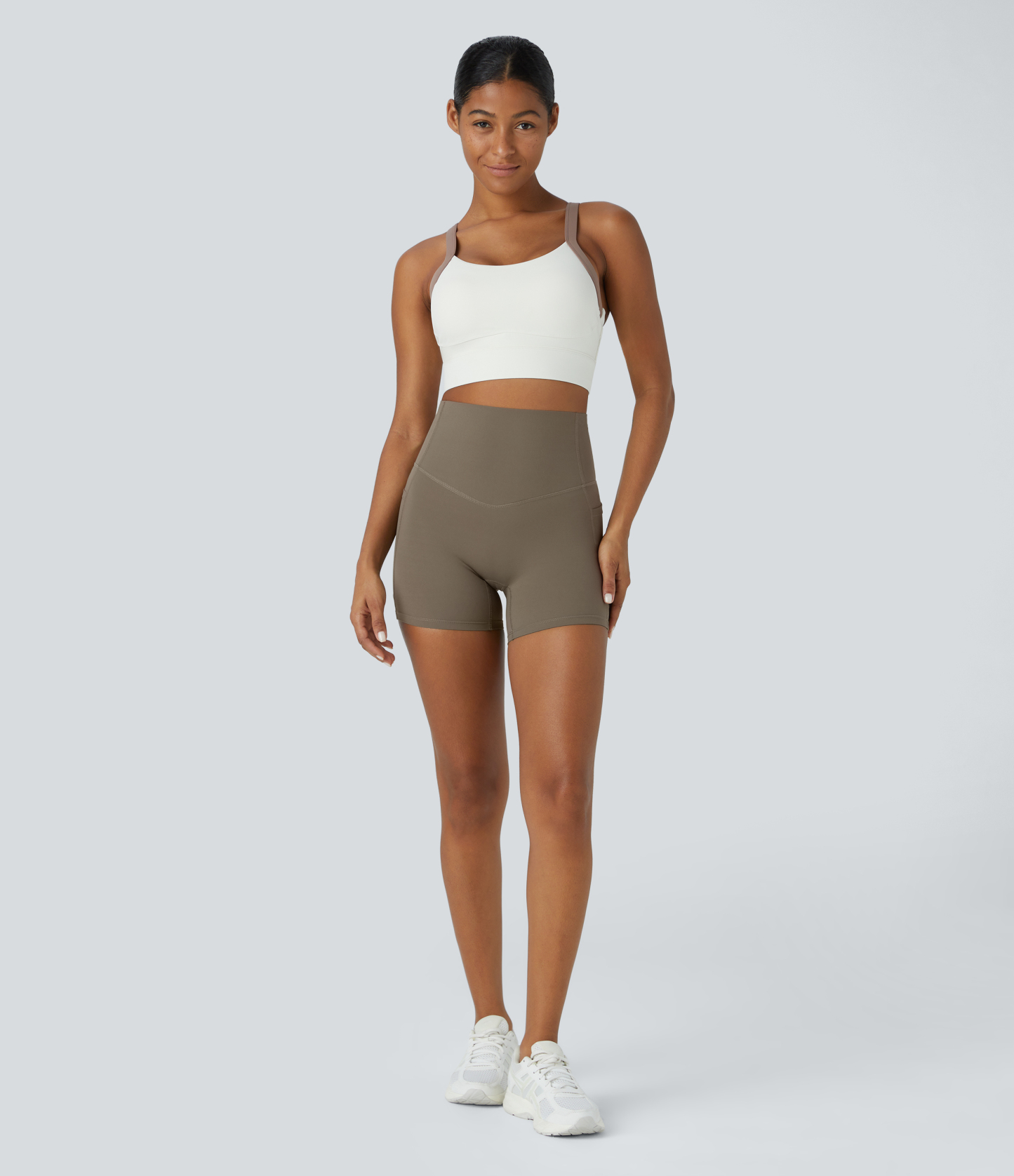 SoCinched High Waisted Tummy Control Side Pocket Shaping Training Biker Shorts 5''