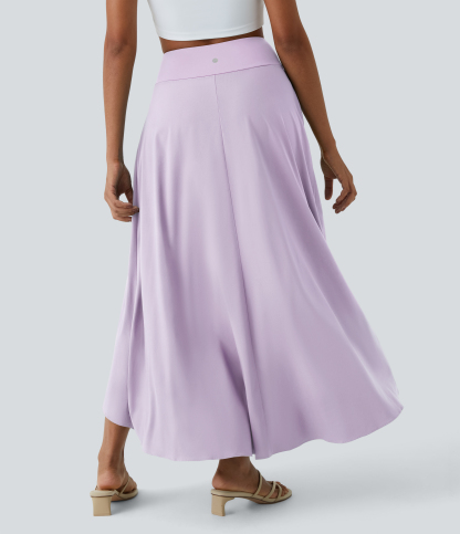 High Waisted High Low Ruffle 2-in-1 Flowy Quick Dry Casual Regular Maxi Skirt