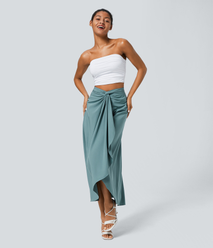 High Waisted Wrapped Tie Back Quick Dry Skirt