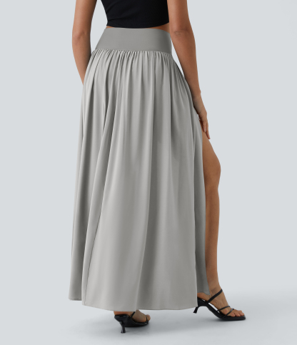 High Waisted Split 2-in-1 Flowy Quick Dry Maxi Casual Skirt
