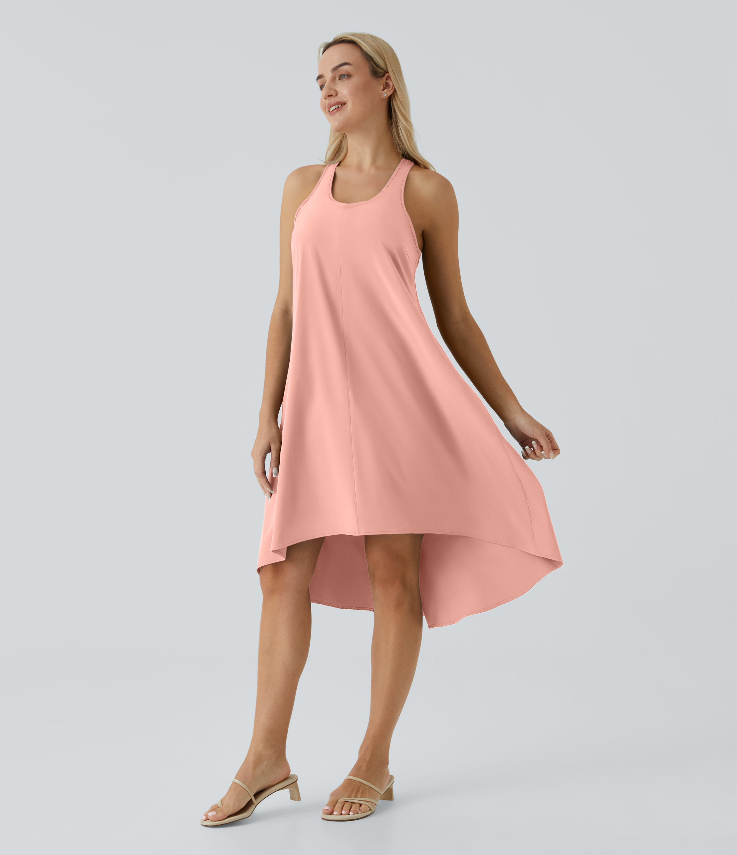 Breezeful™ Backless Racerback Side Pocket High Low Flowy Midi Quick Dr