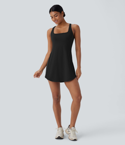 Plush Cut Out Pocket 2-Piece Mini Yoga Active Dress