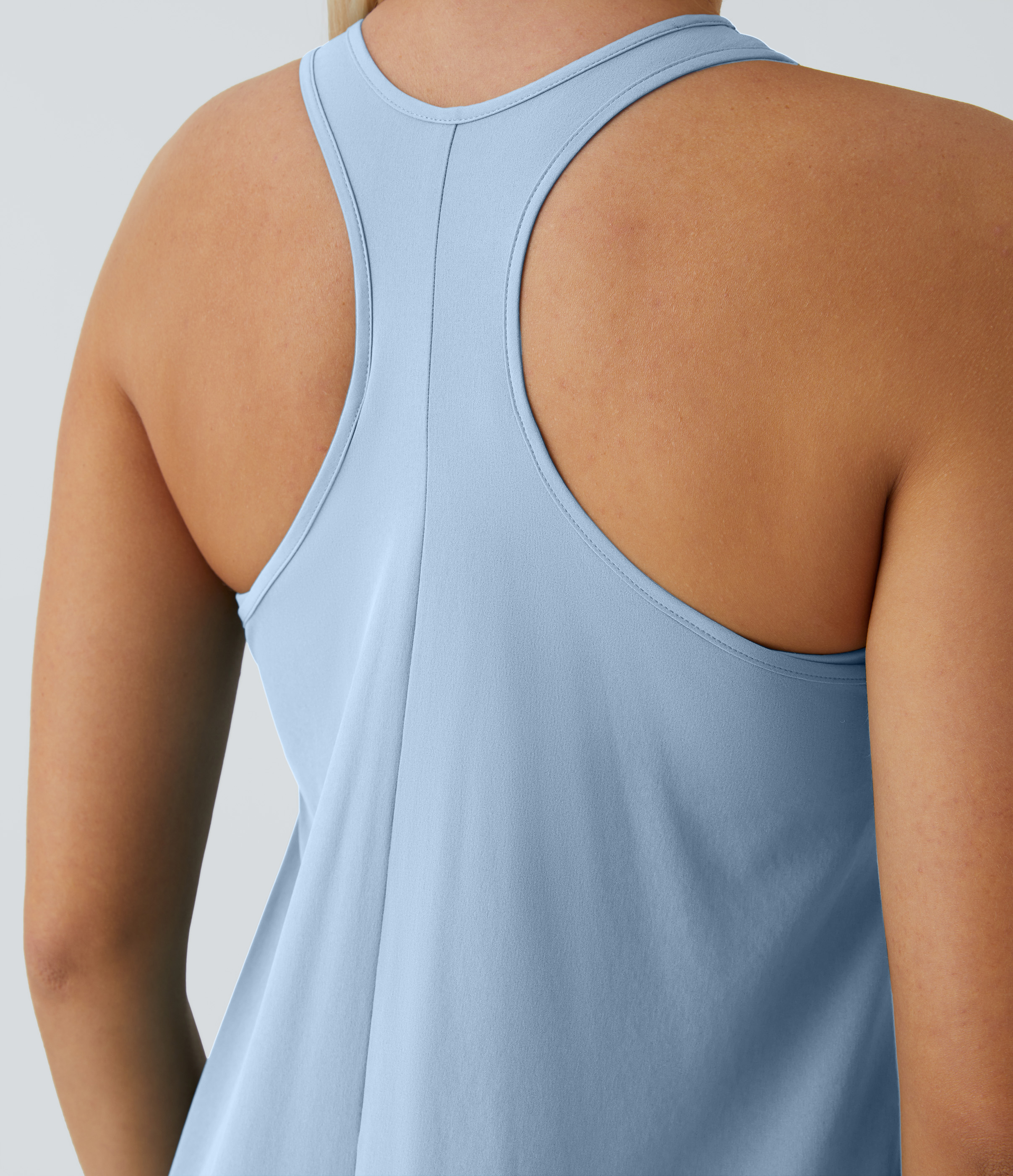 Backless Racerback Side Pocket High Low Flowy Midi Quick Dry Casual Dress