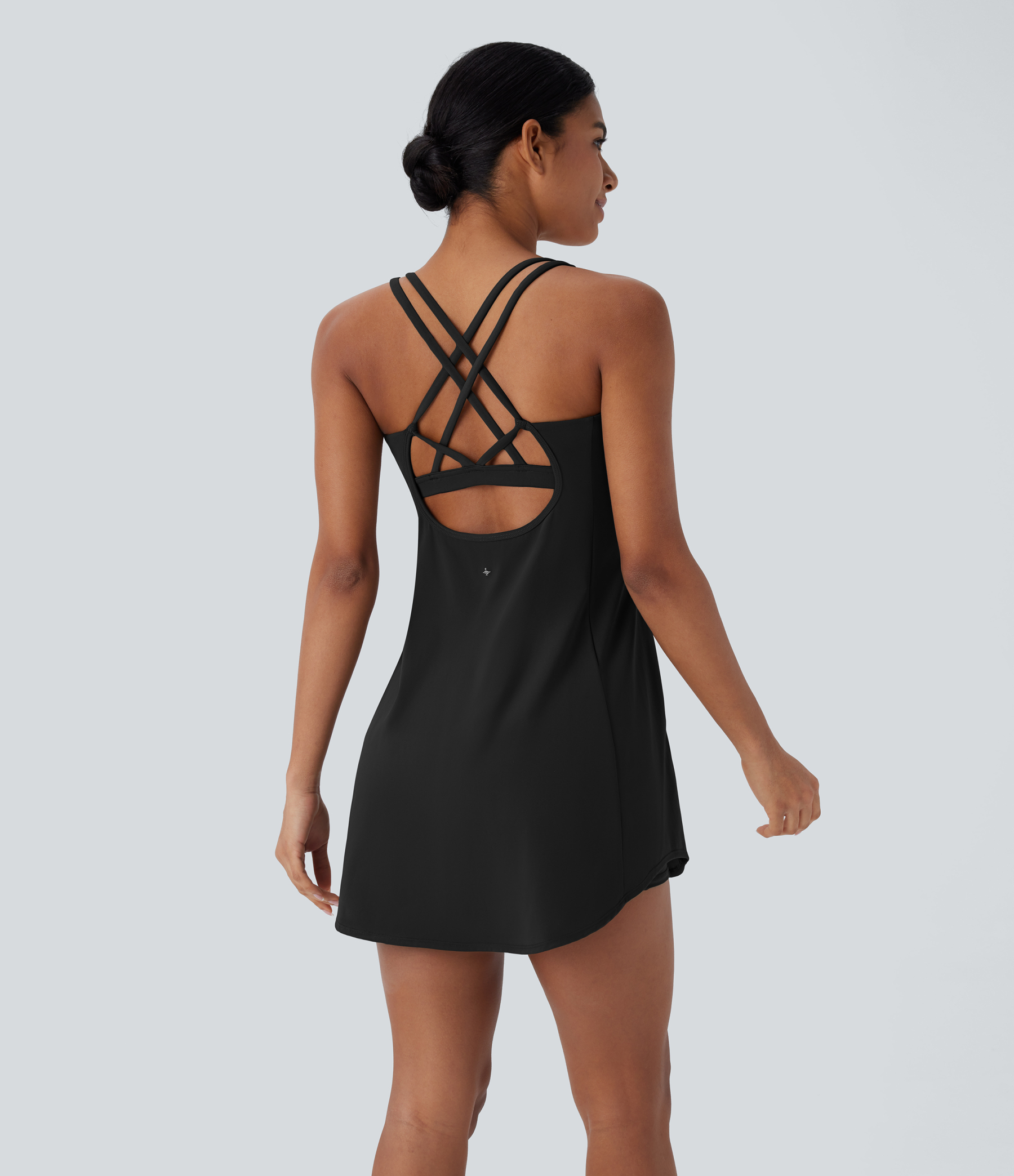 Plush Cut Out Pocket 2-Piece Mini Yoga Active Dress