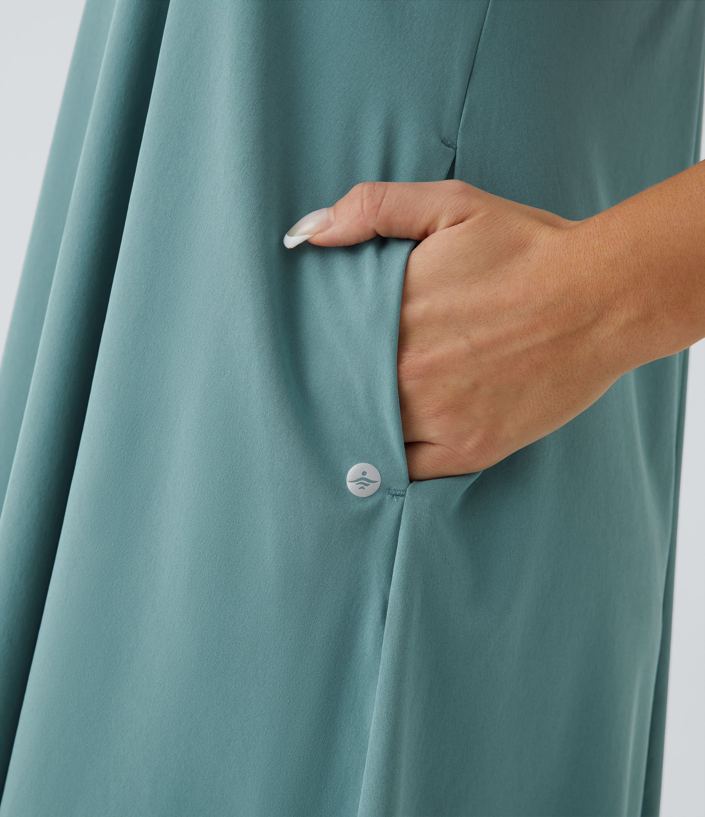 Backless Racerback Side Pocket High Low Flowy Midi Quick Dry Casual Dress