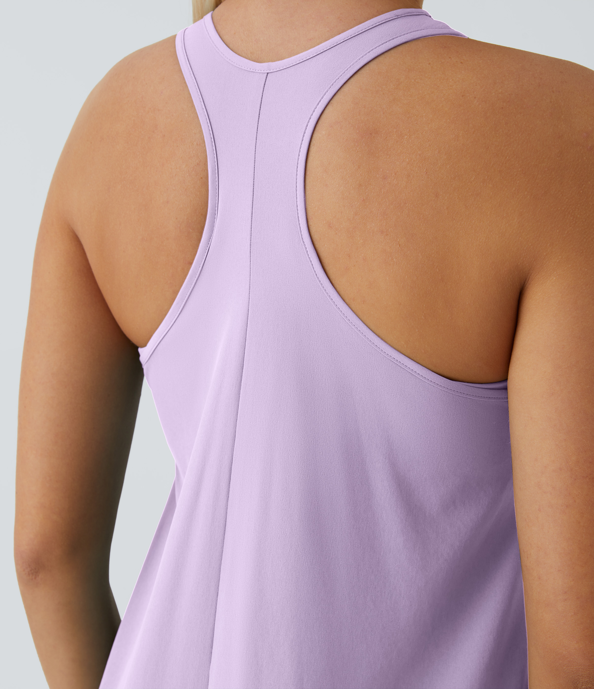 Backless Racerback Side Pocket High Low Flowy Midi Quick Dry Casual Dress