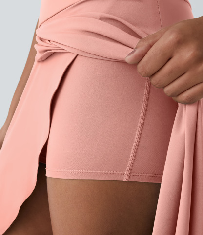 High Waisted High Low Ruffle 2-in-1 Flowy Quick Dry Casual Regular Maxi Skirt