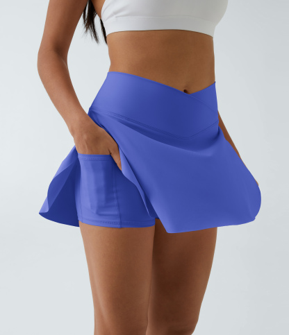 Airy Crossover Pocket 2-in-1 Cool Touch Tennis Skirt-Lucid-Longer Length-UPF50+