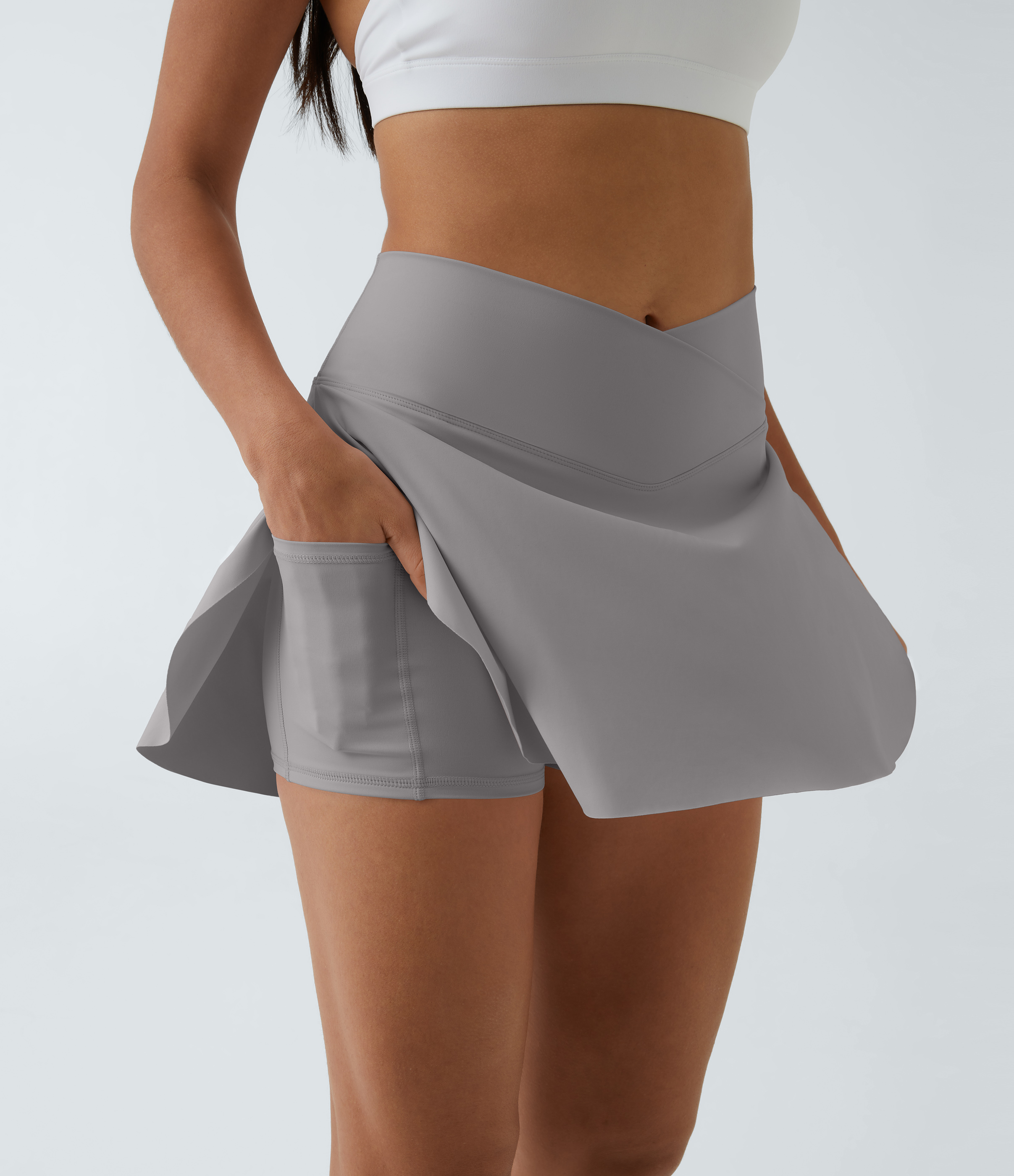 Airy Crossover Pocket 2-in-1 Cool Touch Tennis Skirt-Lucid-Longer Length-UPF50+