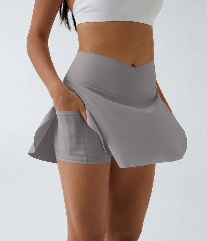 Airy Crossover Pocket 2-in-1 Cool Touch Tennis Skirt-Lucid-Longer Length-UPF50+