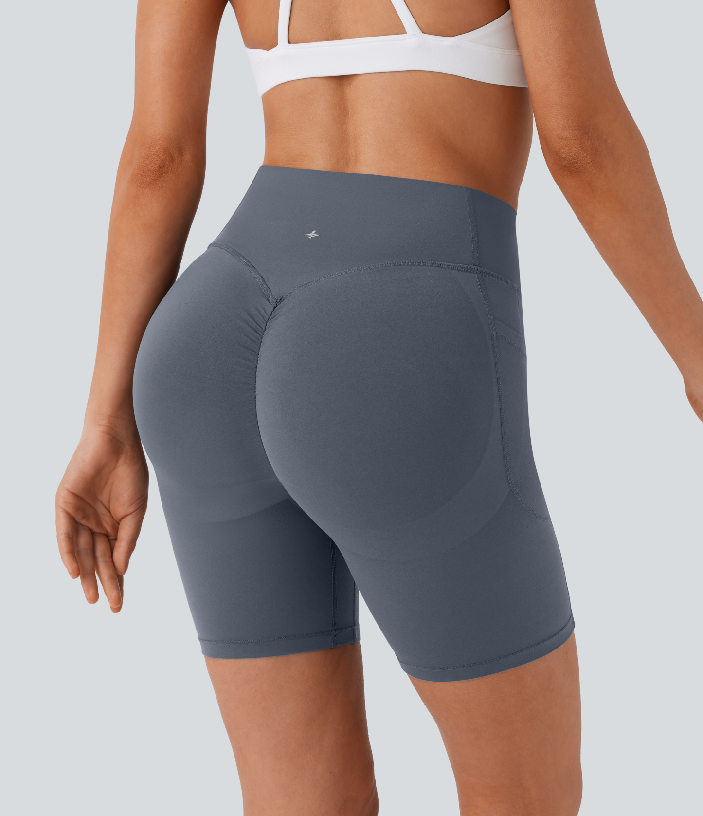 SoCinched High Waisted Scrunch Butt Lifting Tummy Control Side Pocket Shaping Workout Biker Shorts 7''