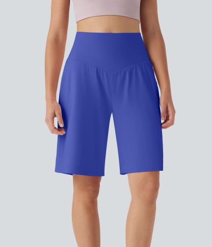 Airy High Waisted Pockets Cool Touch Yoga Bermuda Shorts