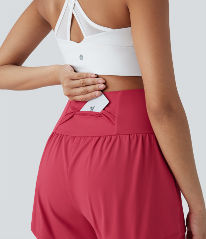 Airy Super High Waisted 2-in-1 Cool Touch Yoga Shorts 5'' with Pockets