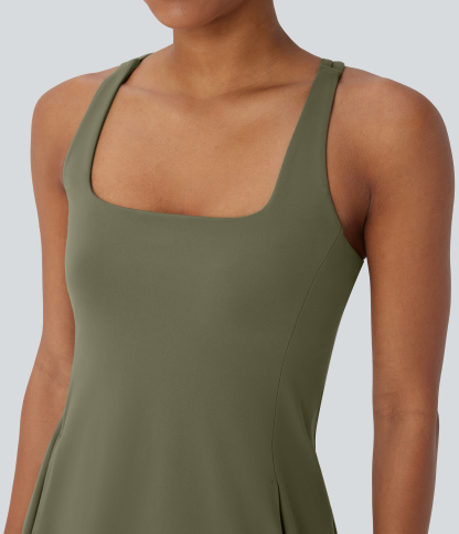 Plush Cut Out Pocket 2-Piece Mini Yoga Active Dress