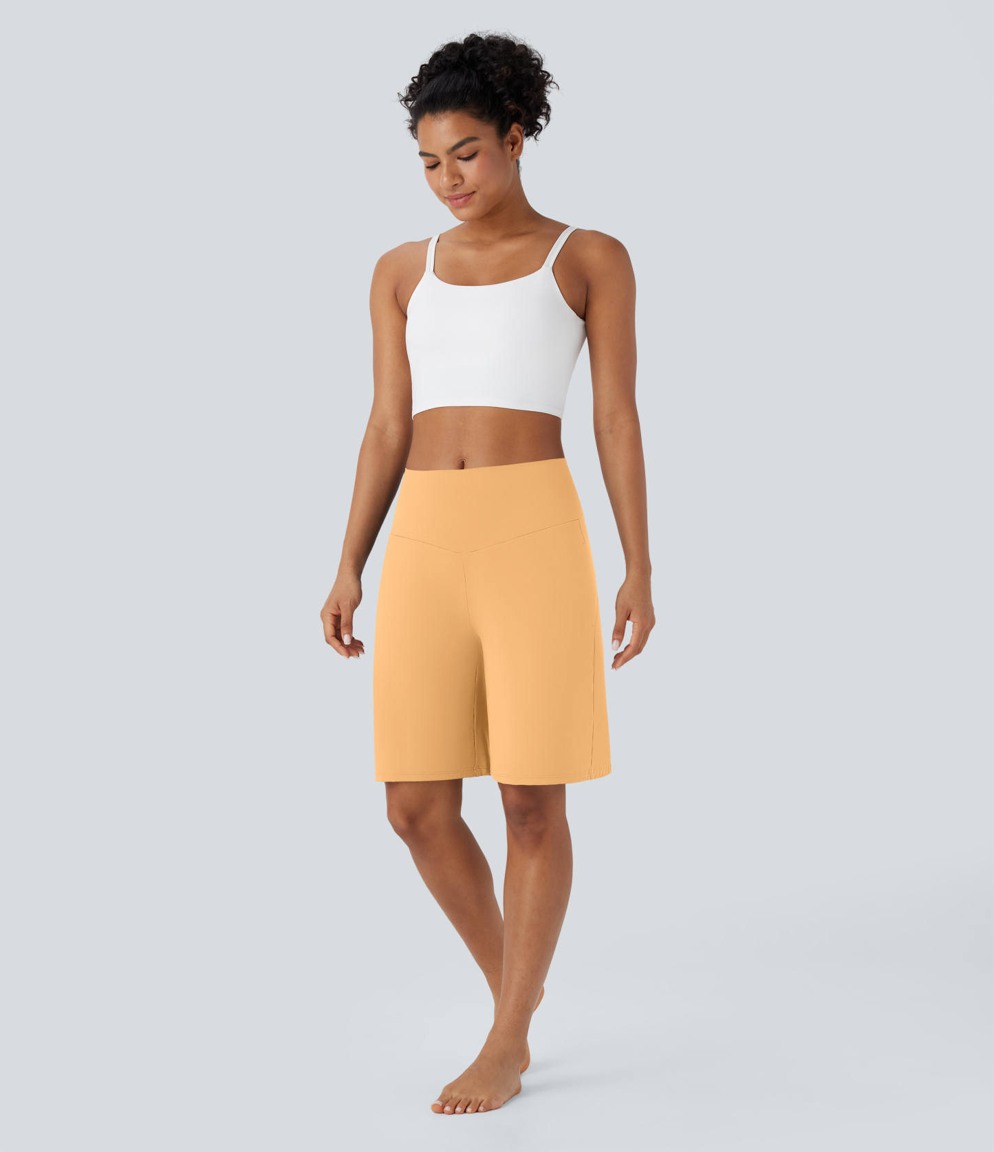Airy High Waisted Pockets Cool Touch Yoga Bermuda Shorts