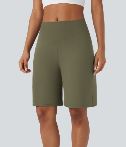 Airy High Waisted Pockets Cool Touch Yoga Bermuda Shorts