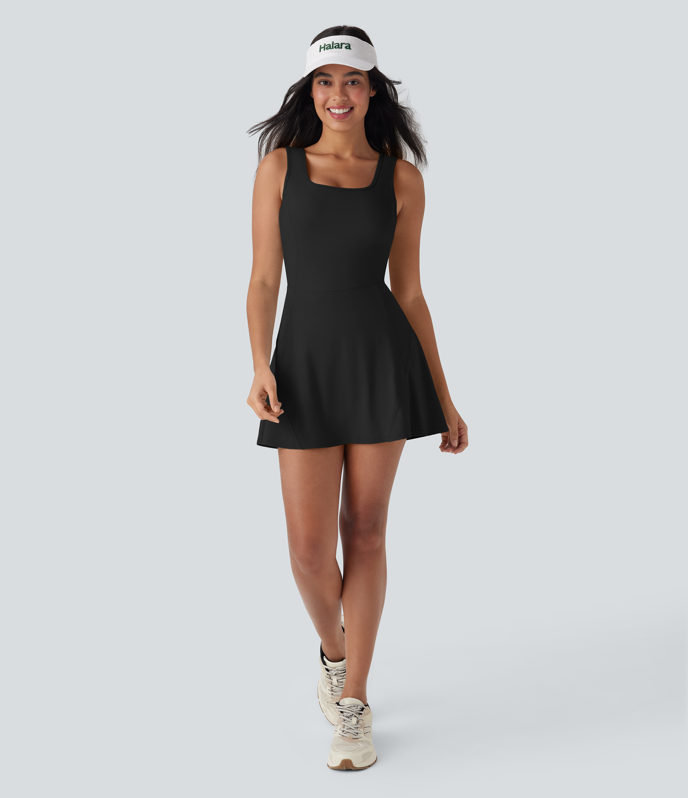 Airy U Neck 2-in-1 Pocket Mini Cool Touch Dance Active Dress-Easy Peezy