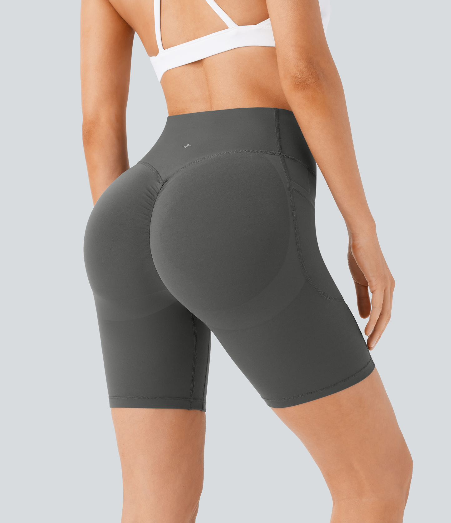 SoCinched High Waisted Scrunch Butt Lifting Tummy Control Side Pocket Shaping Workout Biker Shorts 7''