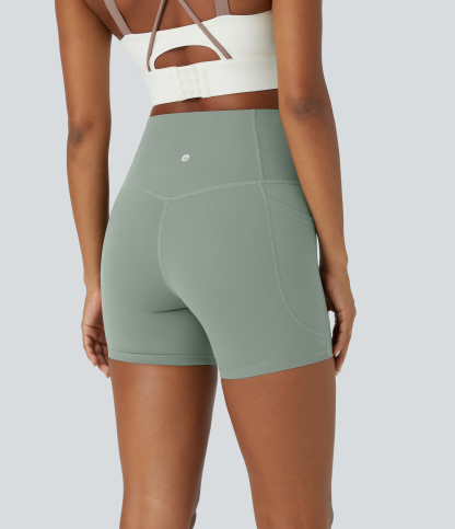 SoCinched High Waisted Tummy Control Side Pocket Shaping Training Biker Shorts 5''