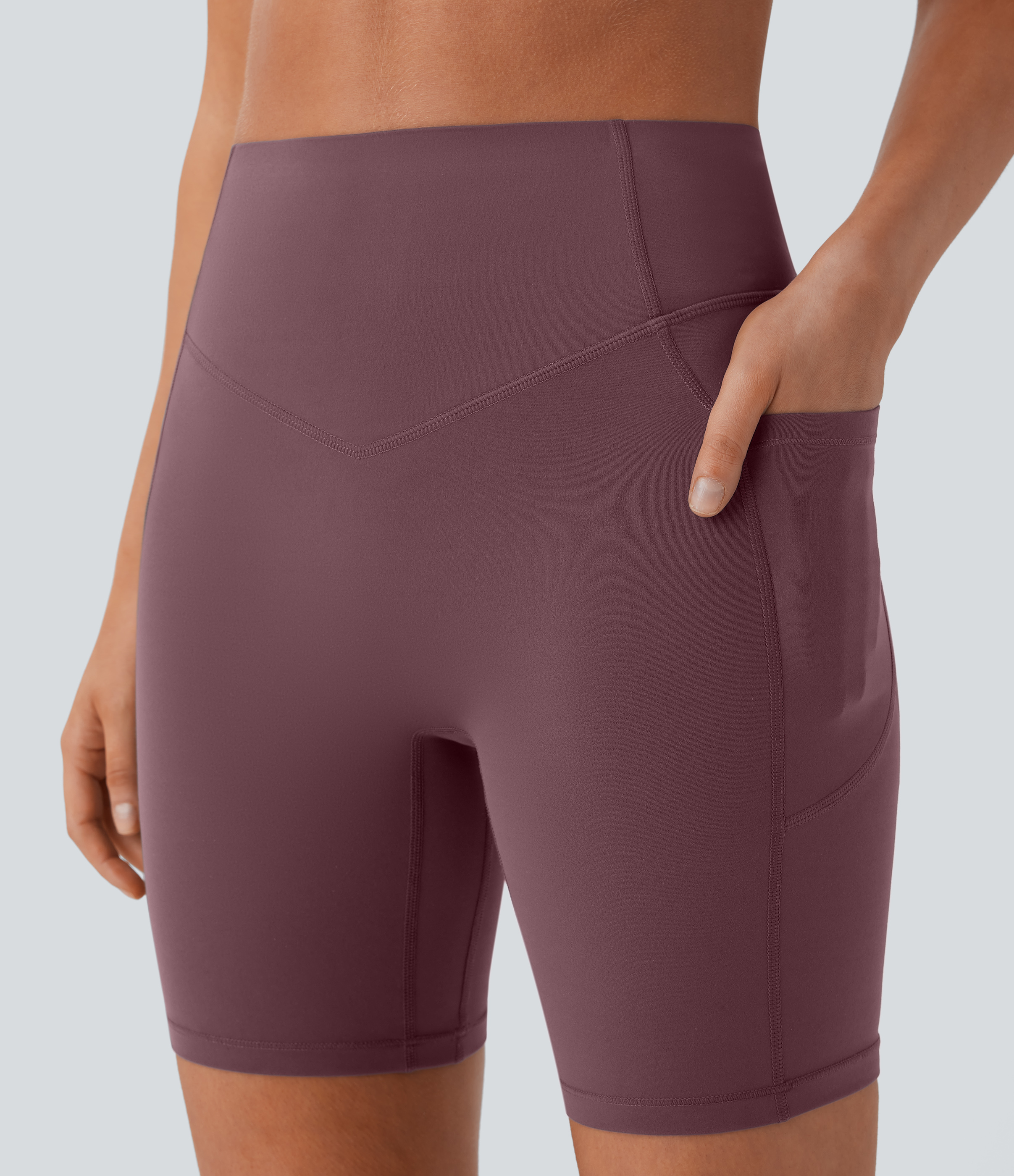 SoCinched High Waisted Scrunch Butt Lifting Tummy Control Side Pocket Shaping Workout Biker Shorts 7''