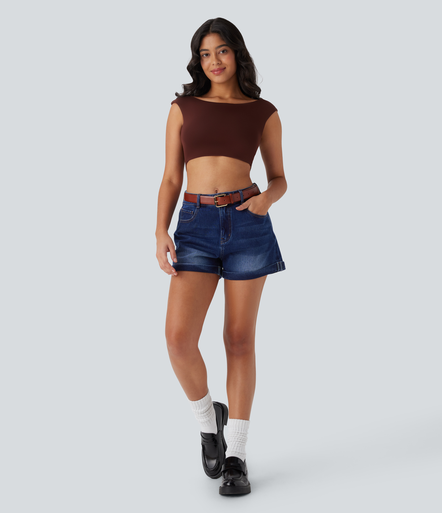 Mid Rise Zipper Pockets Denim Casual Shorts 3''