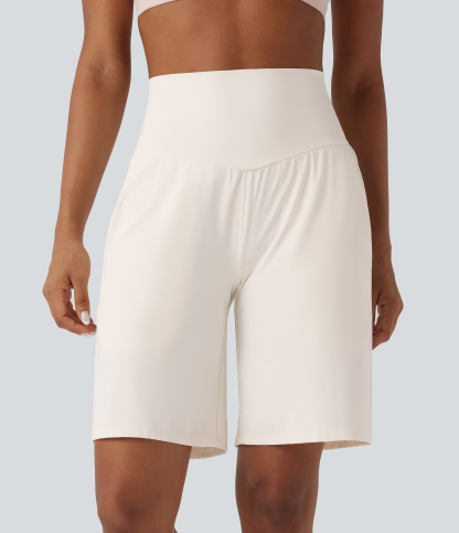 Airy High Waisted Pockets Cool Touch Yoga Bermuda Shorts