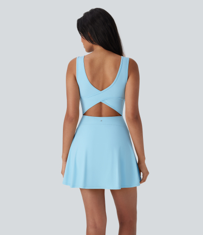 Airy U Neck 2-in-1 Pocket Mini Cool Touch Dance Active Dress-Easy Peezy